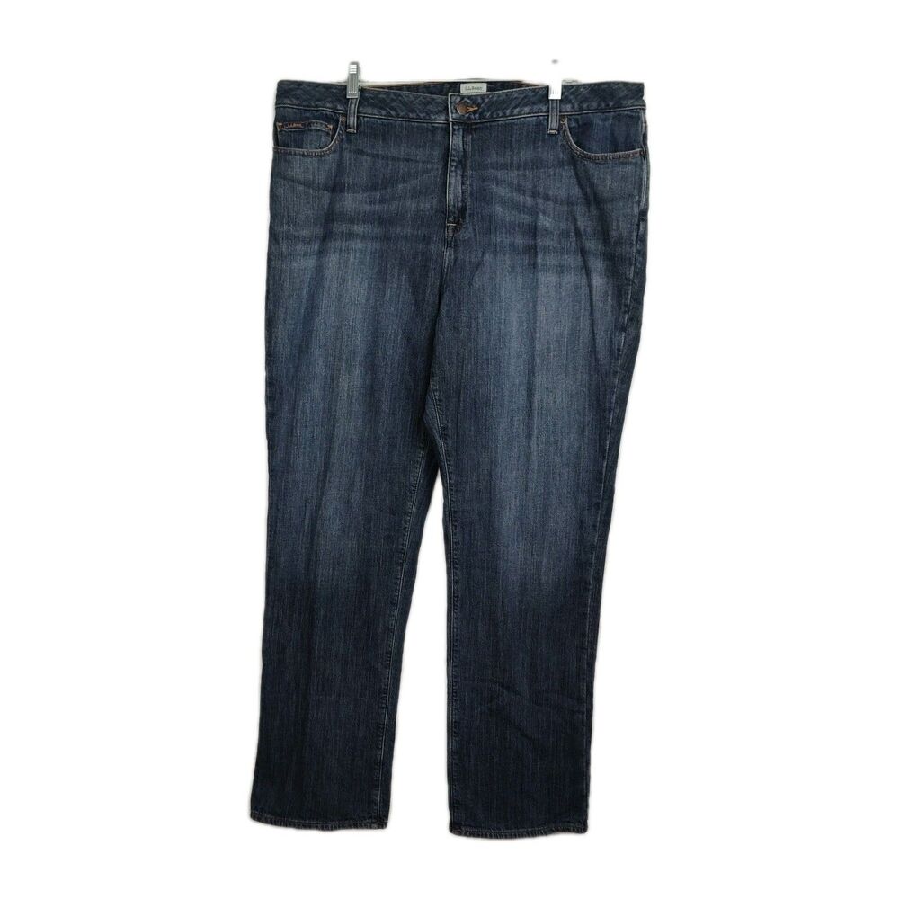 L.L. Bean Favorite Fit Lined Jeans Women's Size 20 MT Blue Straight Leg‎